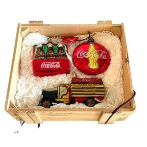 Coca Cola Vintage Kurt Adler Dolomaise Collection Ornaments Set of 3 NIB
